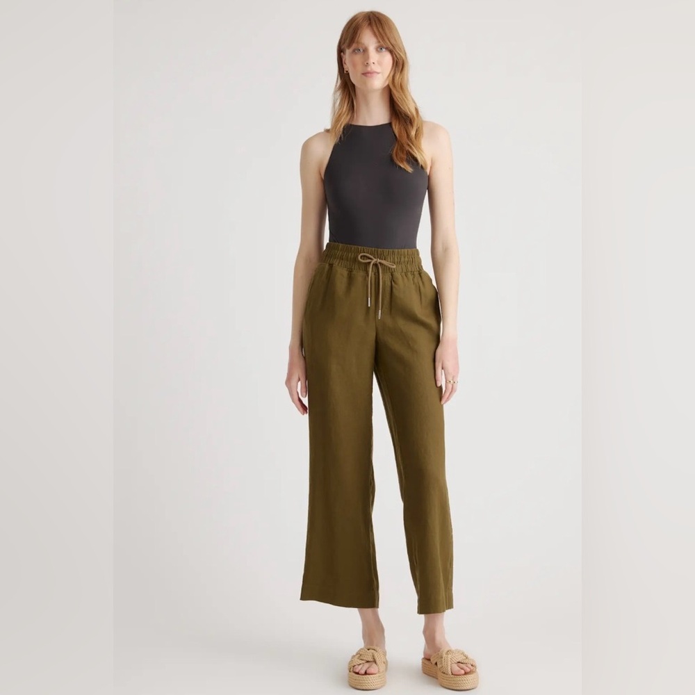 100% European Linen Wide Leg Pants High-Waist